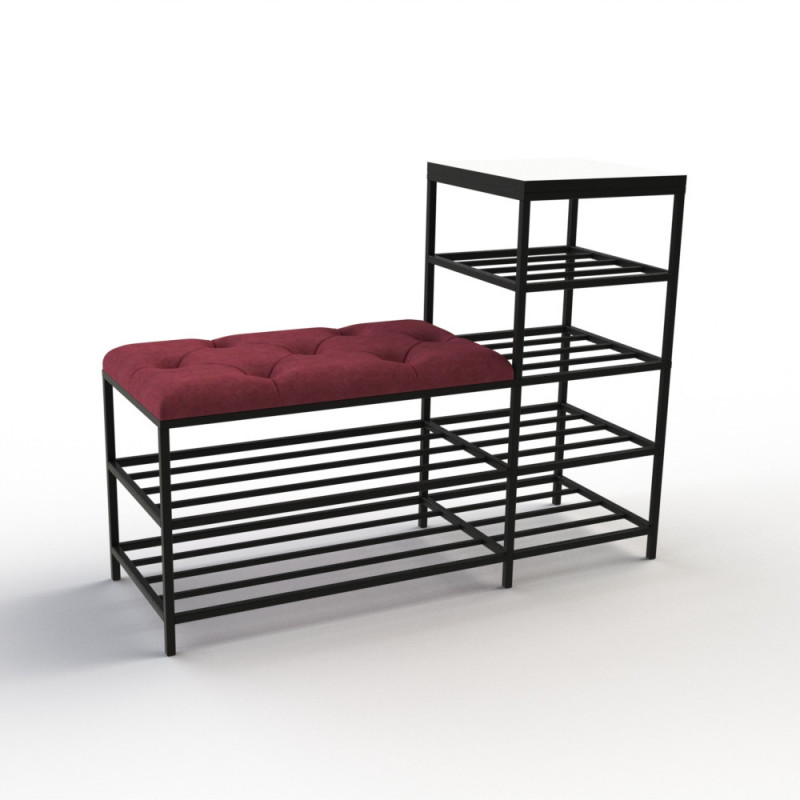 Банкетка для взуття Барселона-1 100 см велюр червоний/біла аляска 4-3-9005