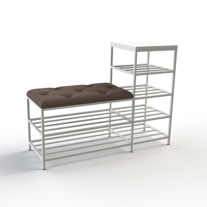 Банкетка для обуви Барселона-1 100см велюр серо-коричневый/белая аляска 5-3-9003