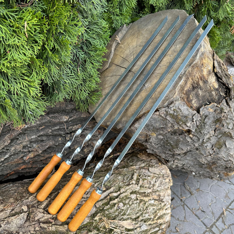 Шампур Mzavod с деревянной ручкой 580х10х2мм