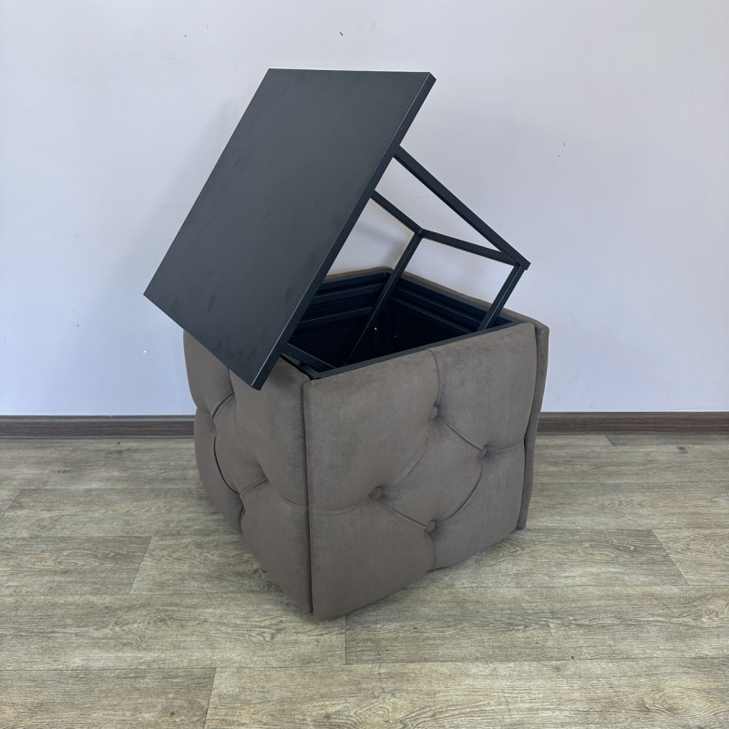 Пуф-трансформер 5в1 Mzavod Остин-1 со столиком велюр коричневый/черный 1-5-9005