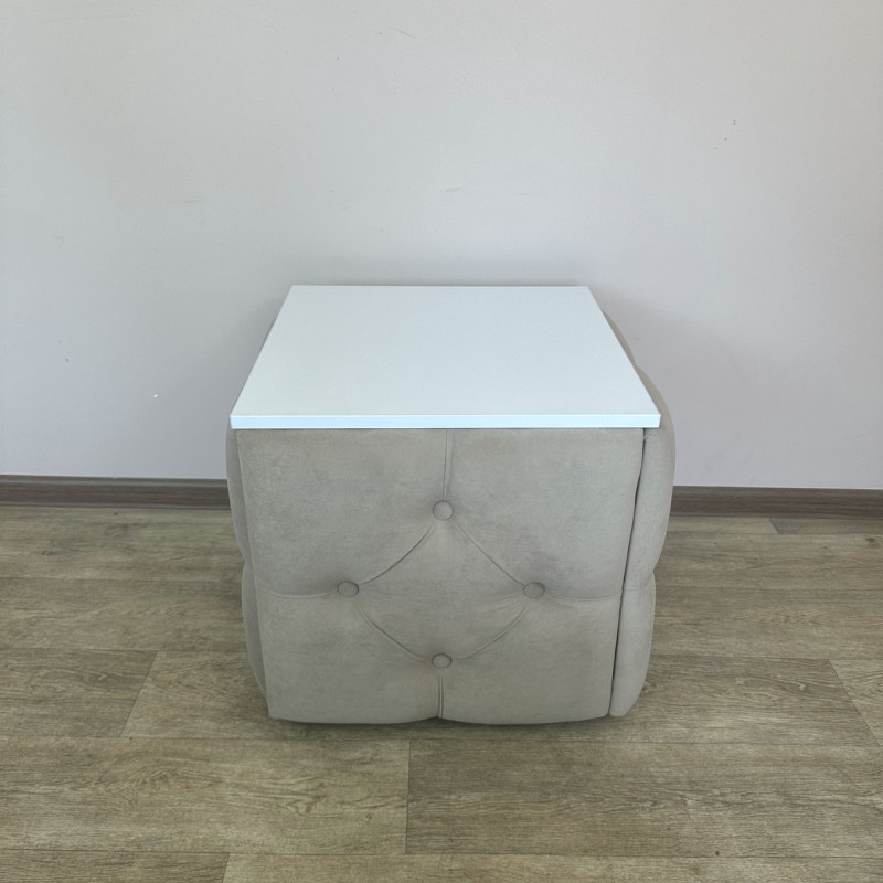 Пуф-трансформер 5в1 Mzavod Остин-1 со столиком велюр бежевый/белая аляска 3-3-9003