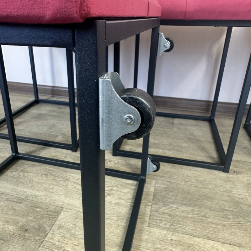 Пуф-трансформер 5в1 Mzavod Остин-1 со столиком велюр красный/риголетто темный 4-1-9005