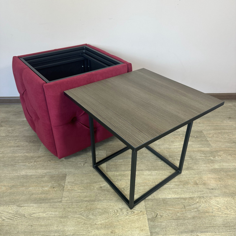 Пуф-трансформер 5в1 Mzavod Остин-1 со столиком велюр красный/риголетто темный 4-1-9005