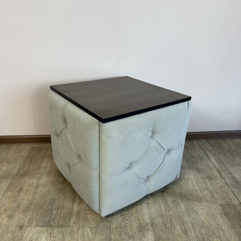 Пуф-трансформер 5в1 Mzavod Остин-1 со столиком велюр светло-серый/риголетто темный 6-1-9003