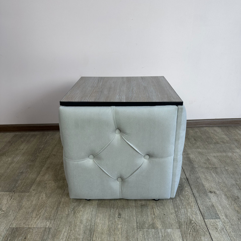 Пуф-трансформер 5в1 Mzavod Остин-1 со столиком велюр светло-серый/дуб платиновый 6-2-9005