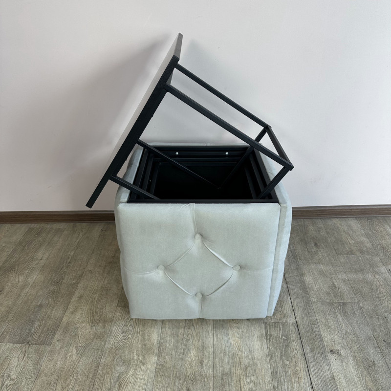 Пуф-трансформер 5в1 Mzavod Остин-1 со столиком велюр светло-серый/дуб платиновый 6-2-9005