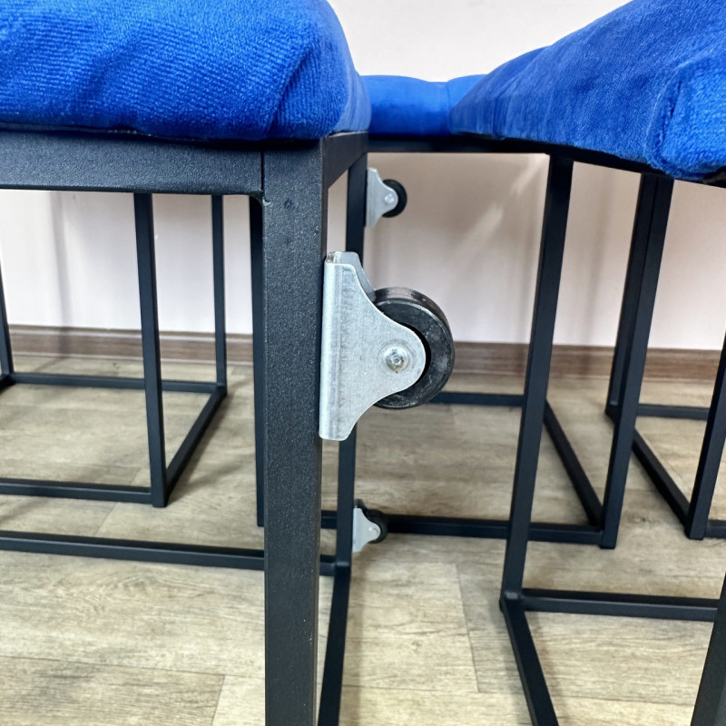 Пуф-трансформер 5в1 Mzavod Остин-1 со столиком велюр синий/белая аляска 9-3-9005