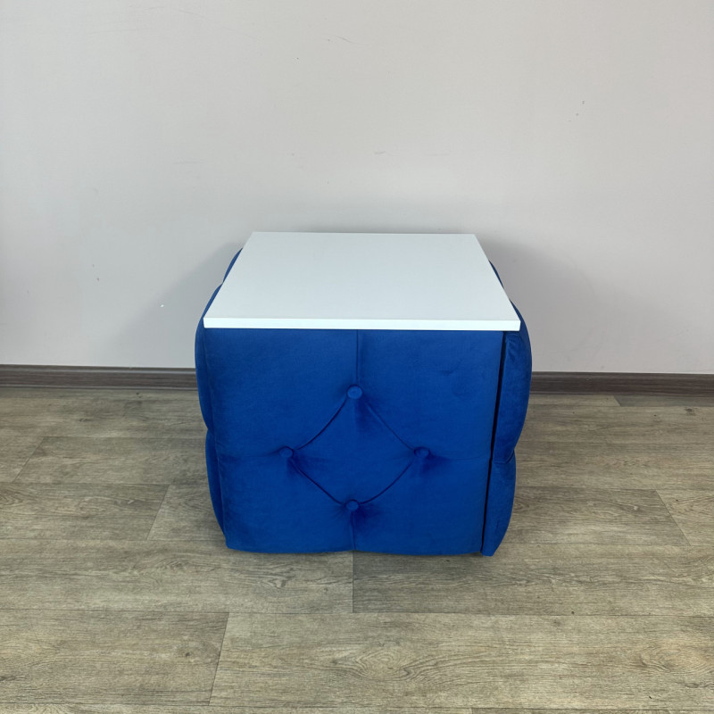 Пуф-трансформер 5в1 Mzavod Остин-1 со столиком велюр синий/белая аляска 9-3-9005