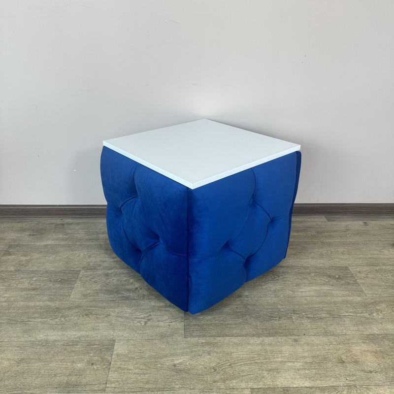 Пуф-трансформер 5в1 Mzavod Остин-1 со столиком велюр синий/белая аляска 9-3-9005