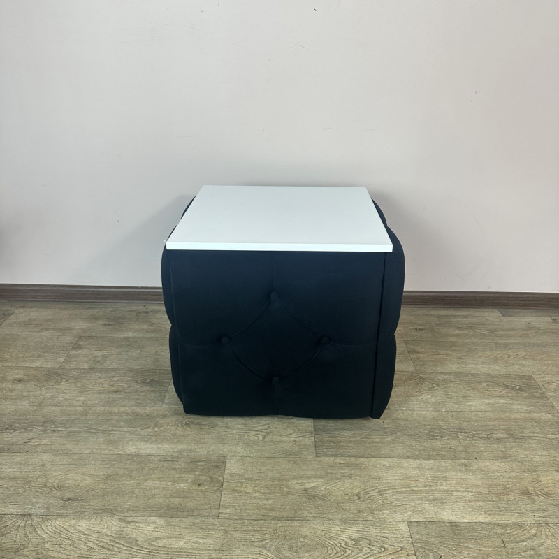 Пуф-трансформер 5в1 Mzavod Остин-1 со столиком велюр черный/белая аляска 10-3-9003