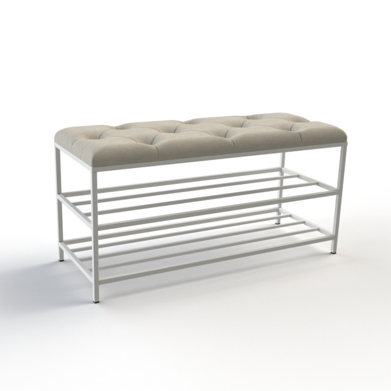 Банкетка для обуви Женева-1 90см велюр бежевый 3-0-9003