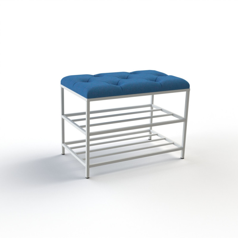 Банкетка для обуви Женева-1 60см велюр синий 9-0-9003