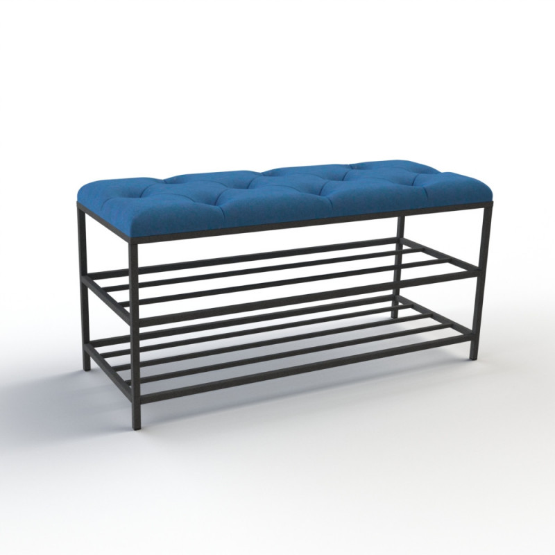 Банкетка для обуви Женева-1 90см велюр синий 9-0-9005