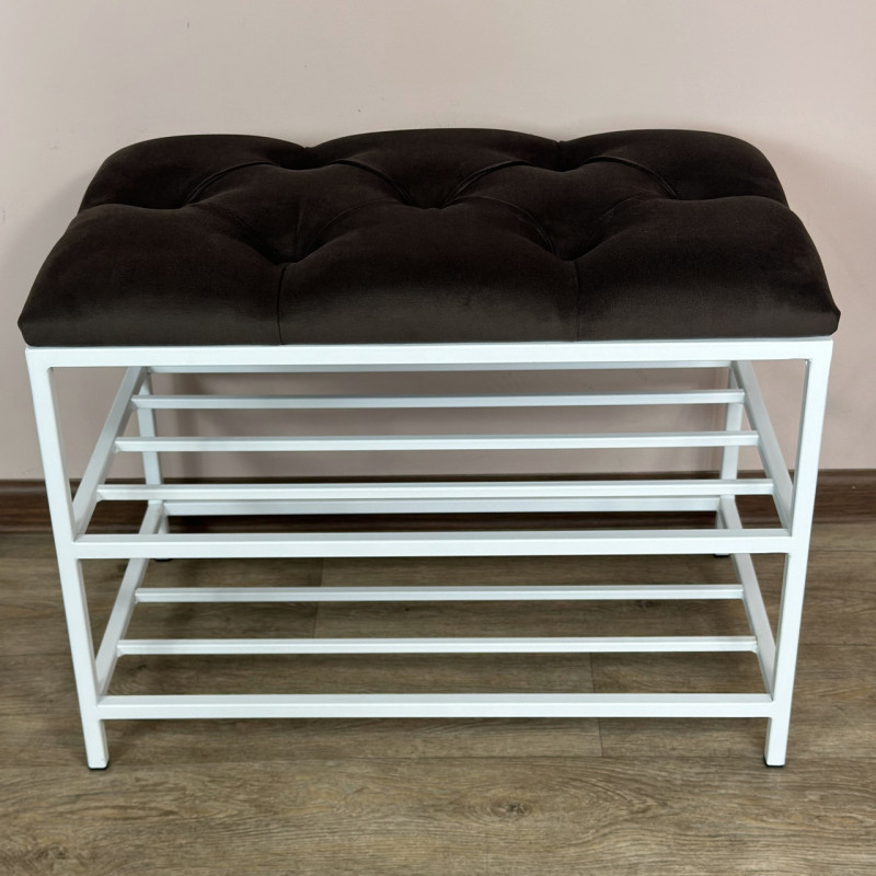 Банкетка для обуви Женева-1 50см велюр серо-коричневый 5-0-9003