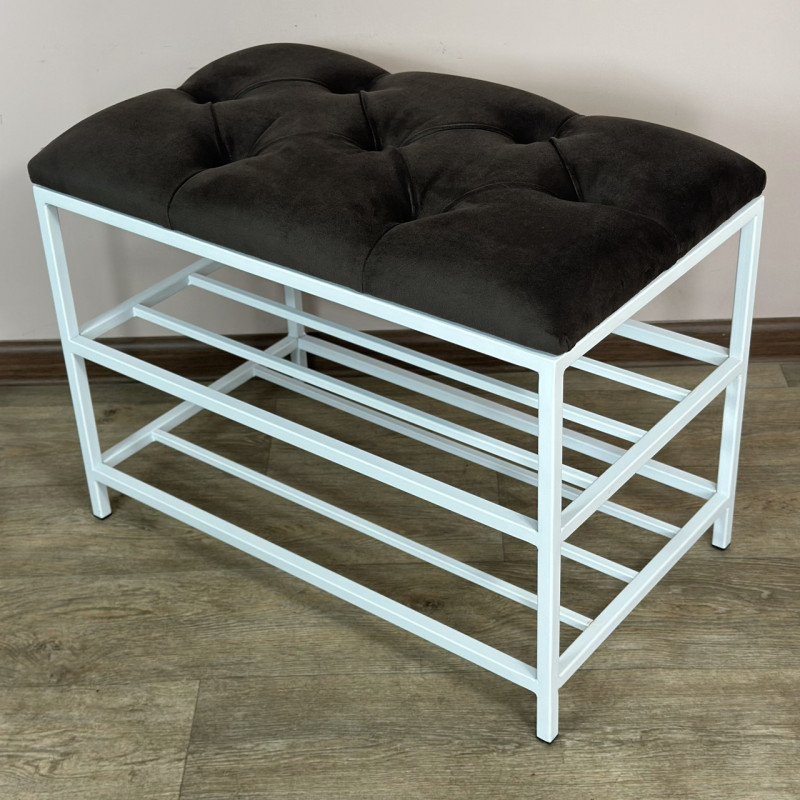 Банкетка для обуви Женева-1 50см велюр серо-коричневый 5-0-9003