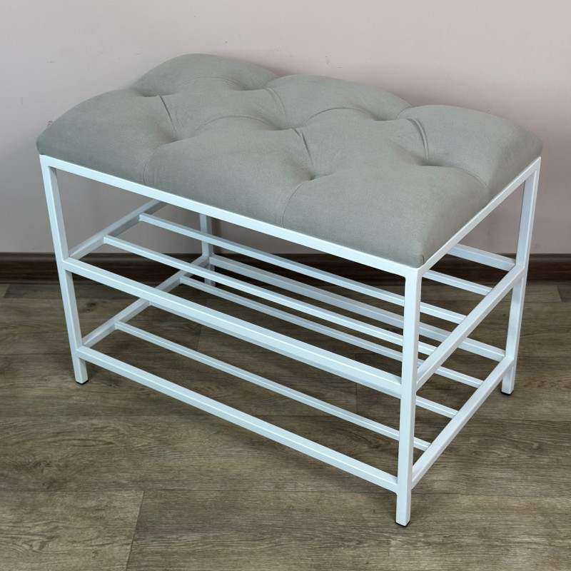 Банкетка для взуття Женева-1 60 см велюр світло-сірий 6-0-9003