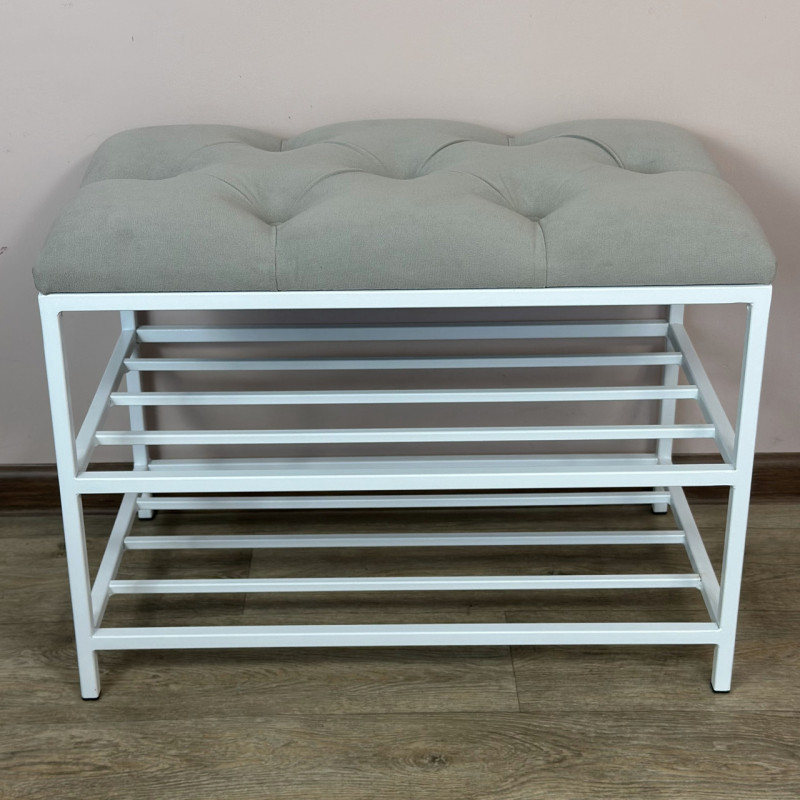 Банкетка для обуви Женева-1 50см велюр светло-серый 6-0-9003