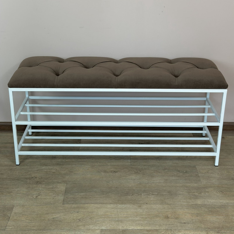 Банкетка для обуви Женева-1 100см велюр коричневый 1-0-9003