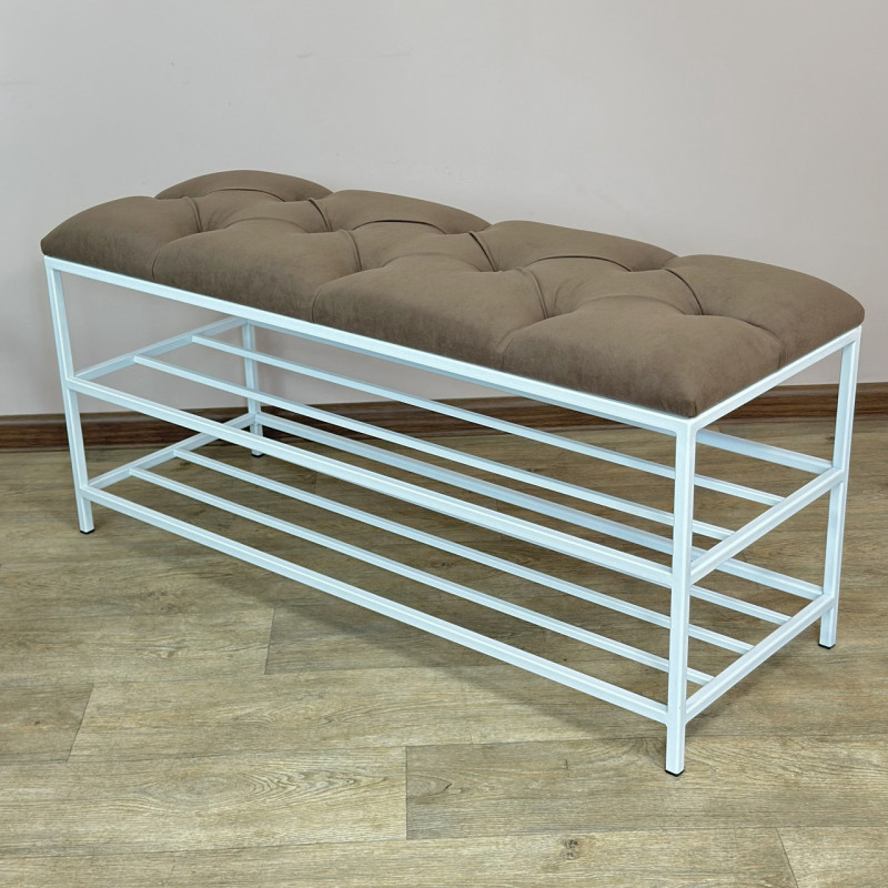 Банкетка для обуви Женева-1 100см велюр коричневый 1-0-9003