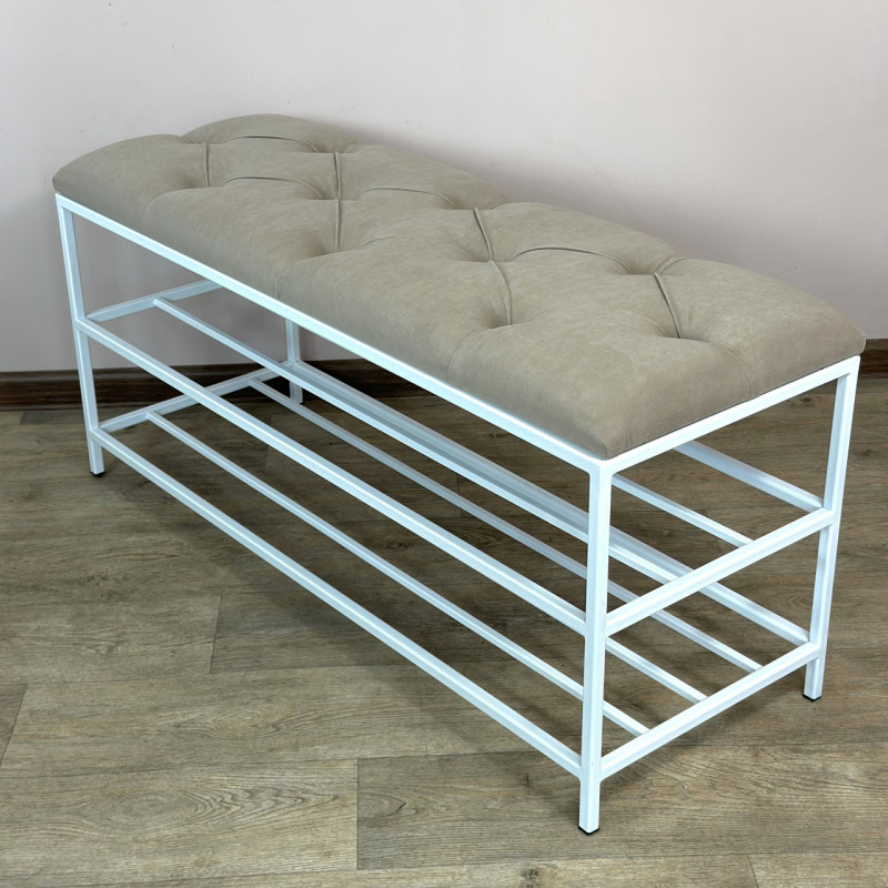 Банкетка для обуви Женева-1 90см велюр бежевый 3-0-9003