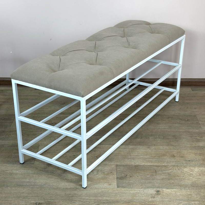 Банкетка для обуви Женева-1 90см велюр бежевый 3-0-9003