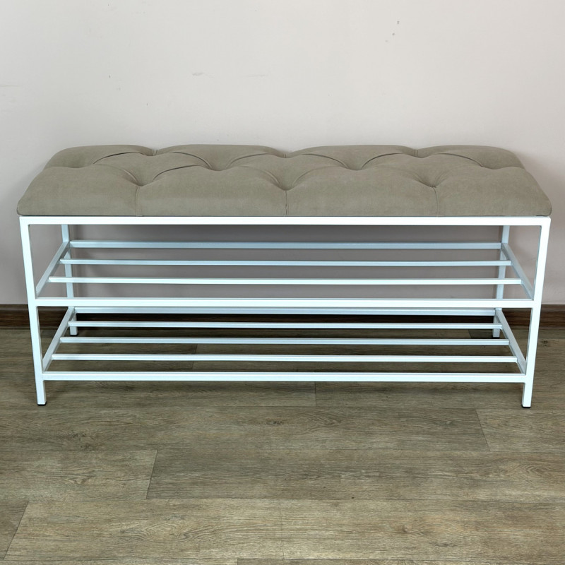 Банкетка для обуви Женева-1 90см велюр бежевый 3-0-9003