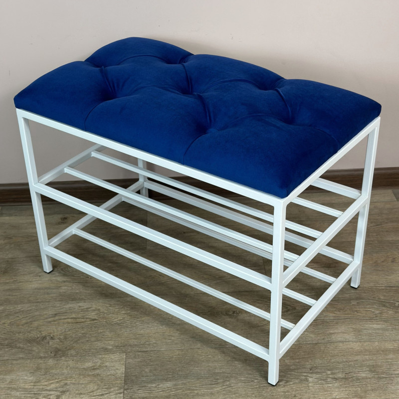 Банкетка для обуви Женева-1 60см велюр синий 9-0-9003