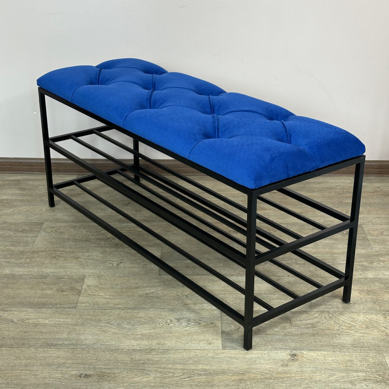 Банкетка для обуви Женева-1 90см велюр синий 9-0-9005