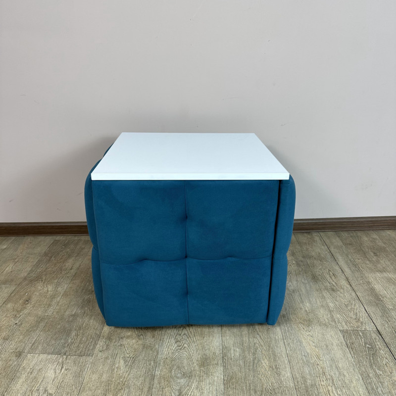Пуф-трансформер 5в1 Mzavod Остин-4 со столиком велюр бирюзовый/белая аляска 2-3-9003