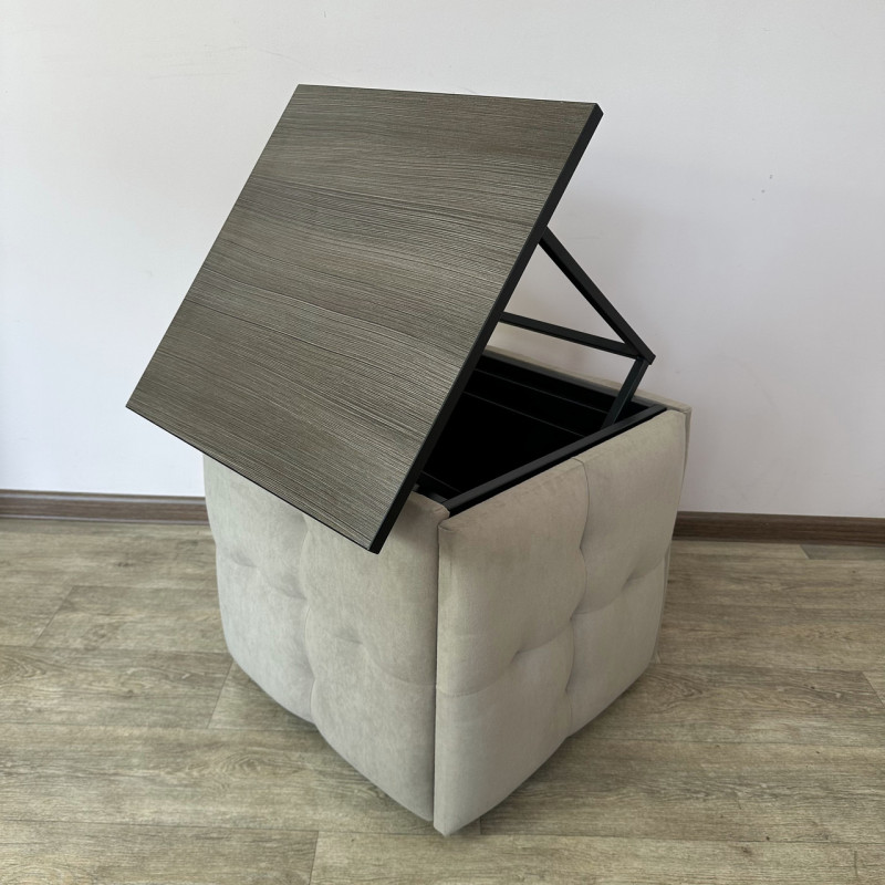 Пуф-трансформер 5в1 Mzavod Остин-4 со столиком велюр бежевый/риголетто темный 3-1-9005