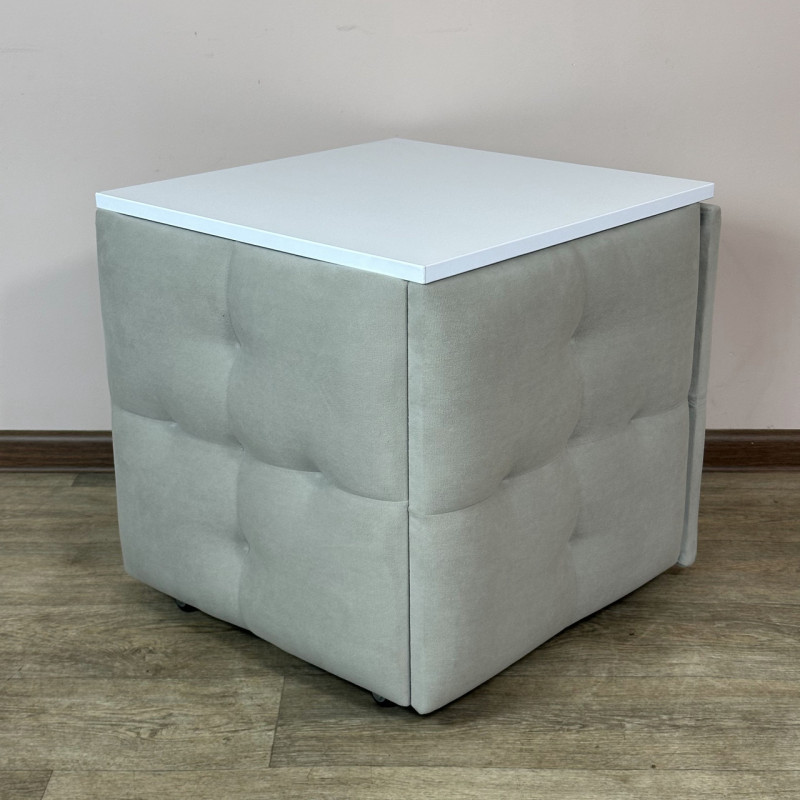 Пуф-трансформер 5в1 Mzavod Остин-4 со столиком велюр светло-серый/белая аляска 6-3-9003