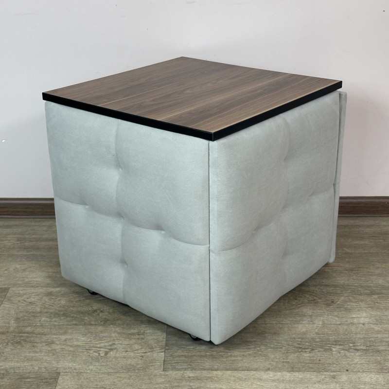 Пуф-трансформер 5в1 Mzavod Остин-4 со столиком велюр светло-серый/орех калифорнийский 6-4-9003