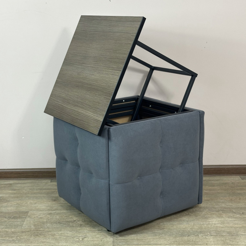 Пуф-трансформер 5в1 Mzavod Остин-4 со столиком велюр серый/риголетто темный 7-1-9005