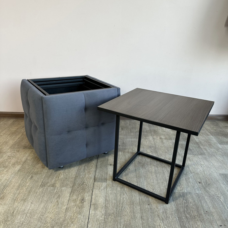 Пуф-трансформер 5в1 Mzavod Остин-4 со столиком велюр серый/риголетто темный 7-1-9005