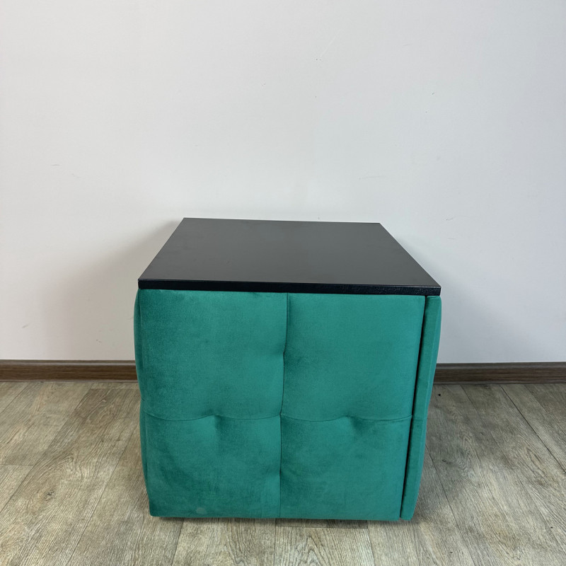 Пуф-трансформер 5в1 Mzavod Остин-4 со столиком велюр изумрудный/черный 8-5-9003