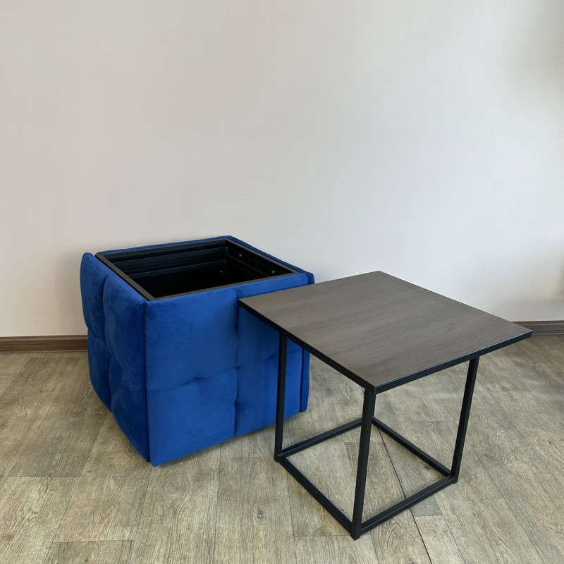 Пуф-трансформер 5в1 Mzavod Остин-4 со столиком велюр синий/риголетто темный 9-1-9005