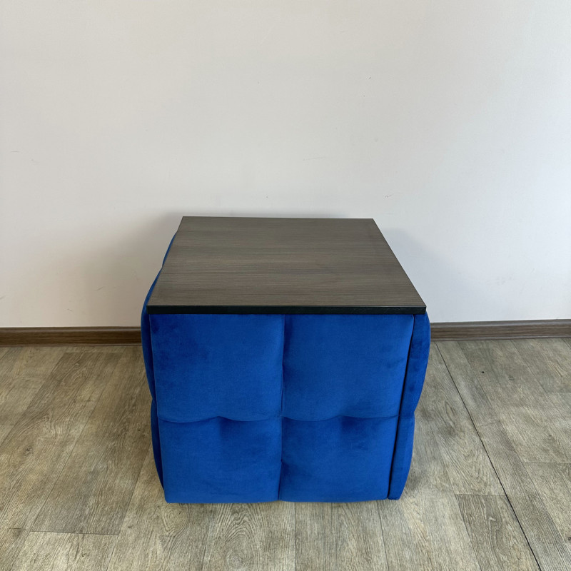 Пуф-трансформер 5в1 Mzavod Остин-4 со столиком велюр синий/риголетто темный 9-1-9003