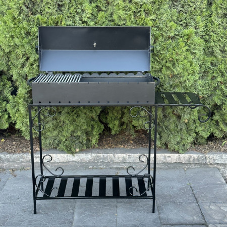 Мангал-барбекю Mzavod Гефест на 12 шампурів 4мм на дровниці