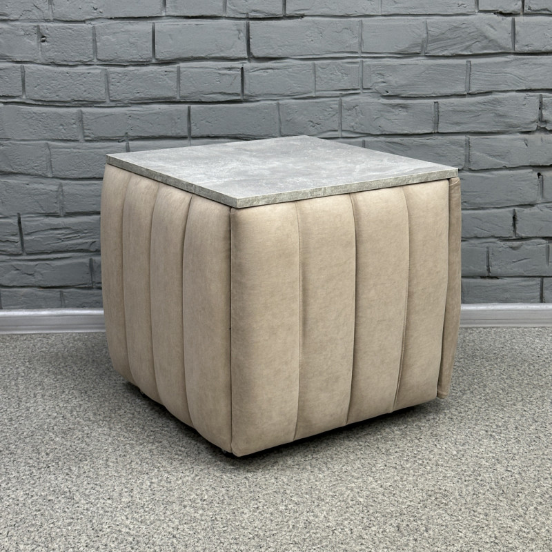 Пуф-трансформер 5в1 Остін-2 зі столиком велюр бежевий/сірий бетон 3-6-9003