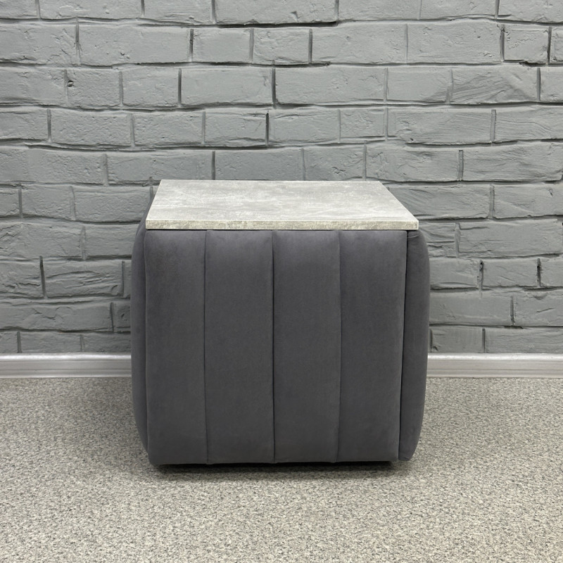 Пуф-трансформер 5в1 Mzavod Остин-2 со столиком велюр серый/серый бетон 7-6-9003