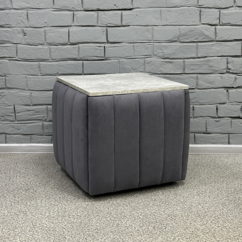 Пуф-трансформер 5в1 Mzavod Остин-2 со столиком велюр серый/серый бетон 7-6-9003