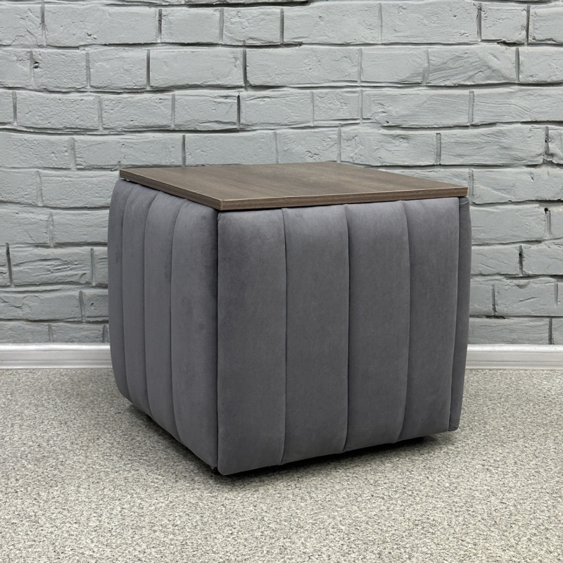 Пуф-трансформер 5в1 Mzavod Остин-2 со столиком велюр серый/риголетто темный 7-1-9003