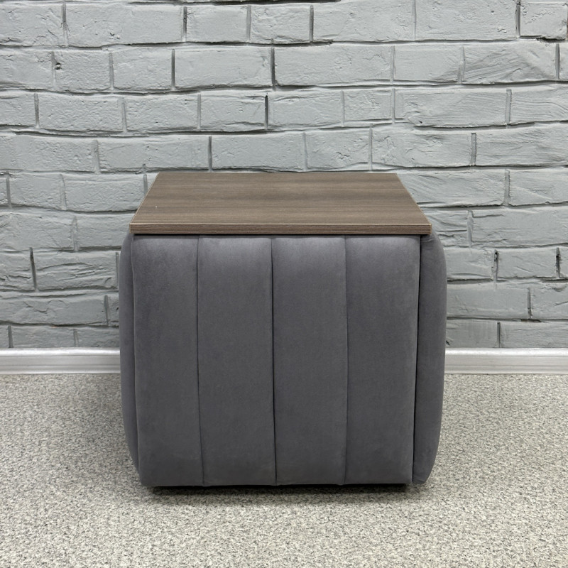 Пуф-трансформер 5в1 Mzavod Остин-2 со столиком велюр серый/риголетто темный 7-1-9003