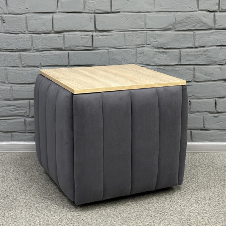 Пуф-трансформер 5в1 Остін-2 зі столиком велюр сірий/дуб сонома 7-7-9005