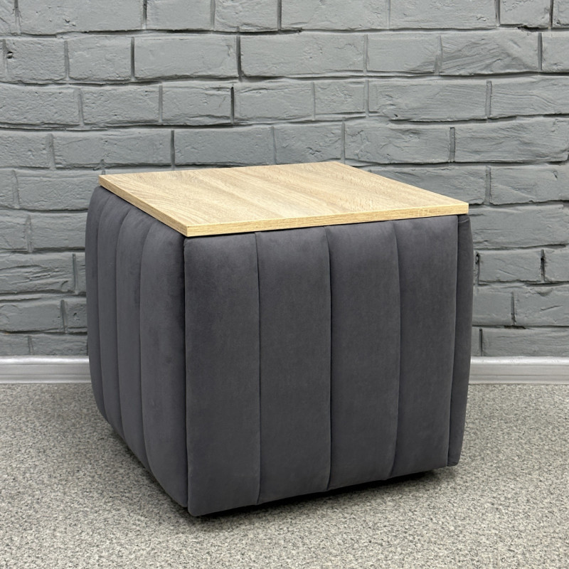Пуф-трансформер 5в1 Остін-2 зі столиком велюр сірий/дуб сонома 7-7-9005