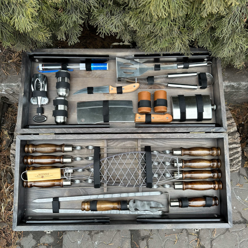 Подарочный набор Mzavod Мастер Гриль кейс-столик темная текстура