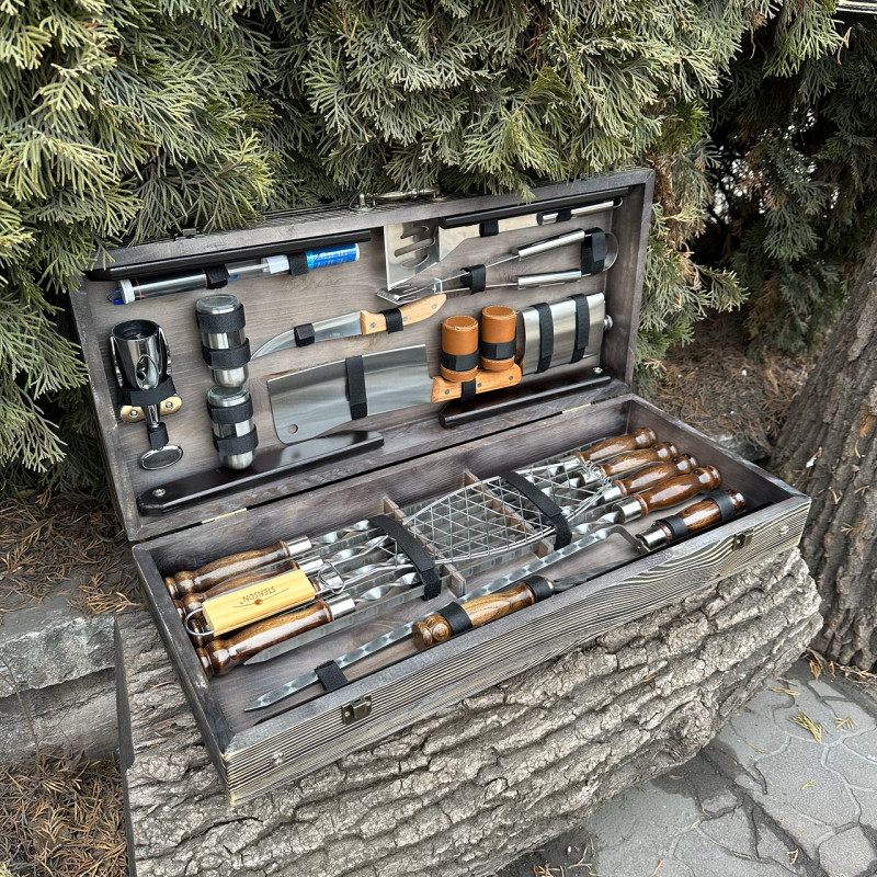 Подарочный набор Mzavod Мастер Гриль кейс-столик темная текстура