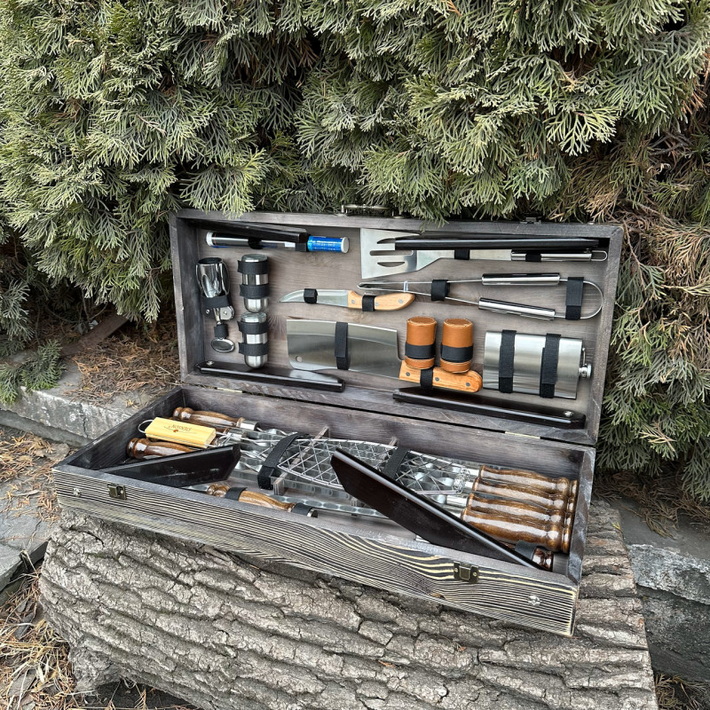 Подарочный набор Mzavod Мастер Гриль кейс-столик темная текстура