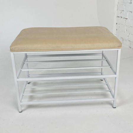 Банкетка для обуви Женева-3 50см бежевый велюр 3-0-9003