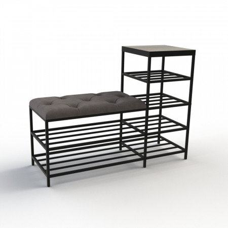 Банкетка для взуття Барселона-1 100 см велюр сірий/дуб платиновий 7-2-9005